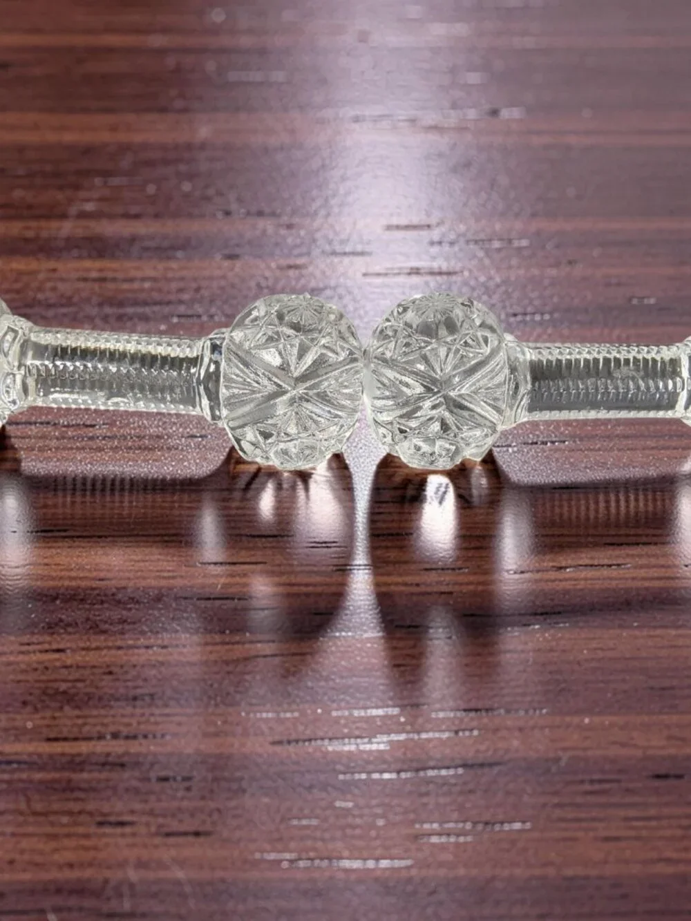 vintage pair of gorham cut lead chrystal barbell knife rest
